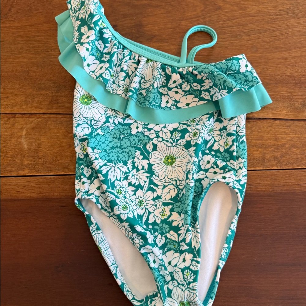 Janie and Jack Teal Floral One Piece Swimsuit